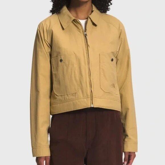 The North Face women’s work jacket  Fleece-Lined NF0A7URY Size L tan EUC 7351 - Picture 3 of 15